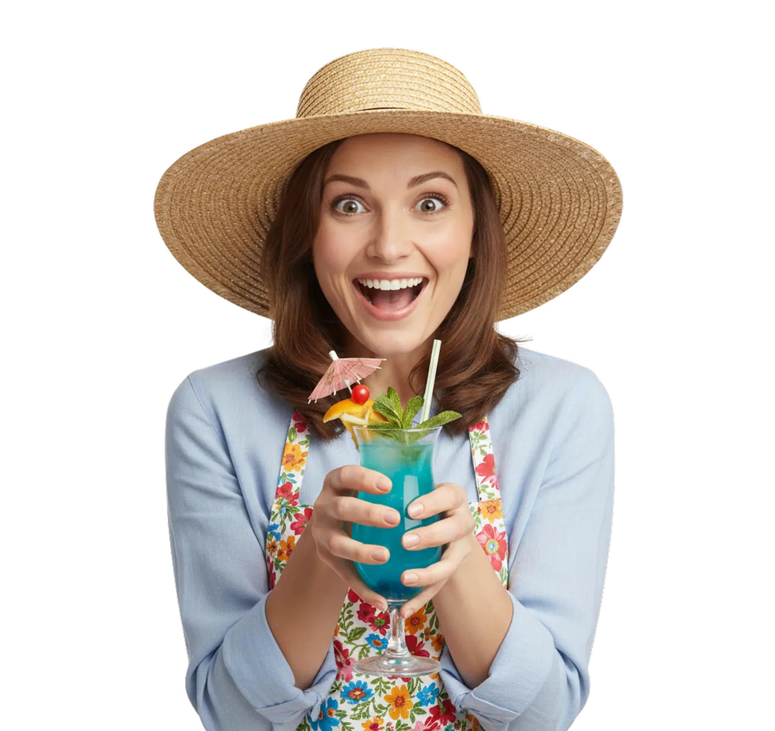 Mujer feliz disfrutando de sus vacaciones en la playa